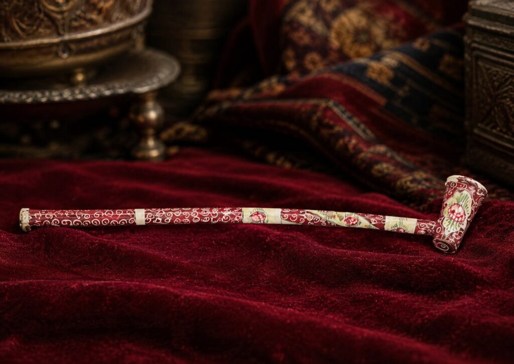19th century qajar persia womans smoking pipe dokha