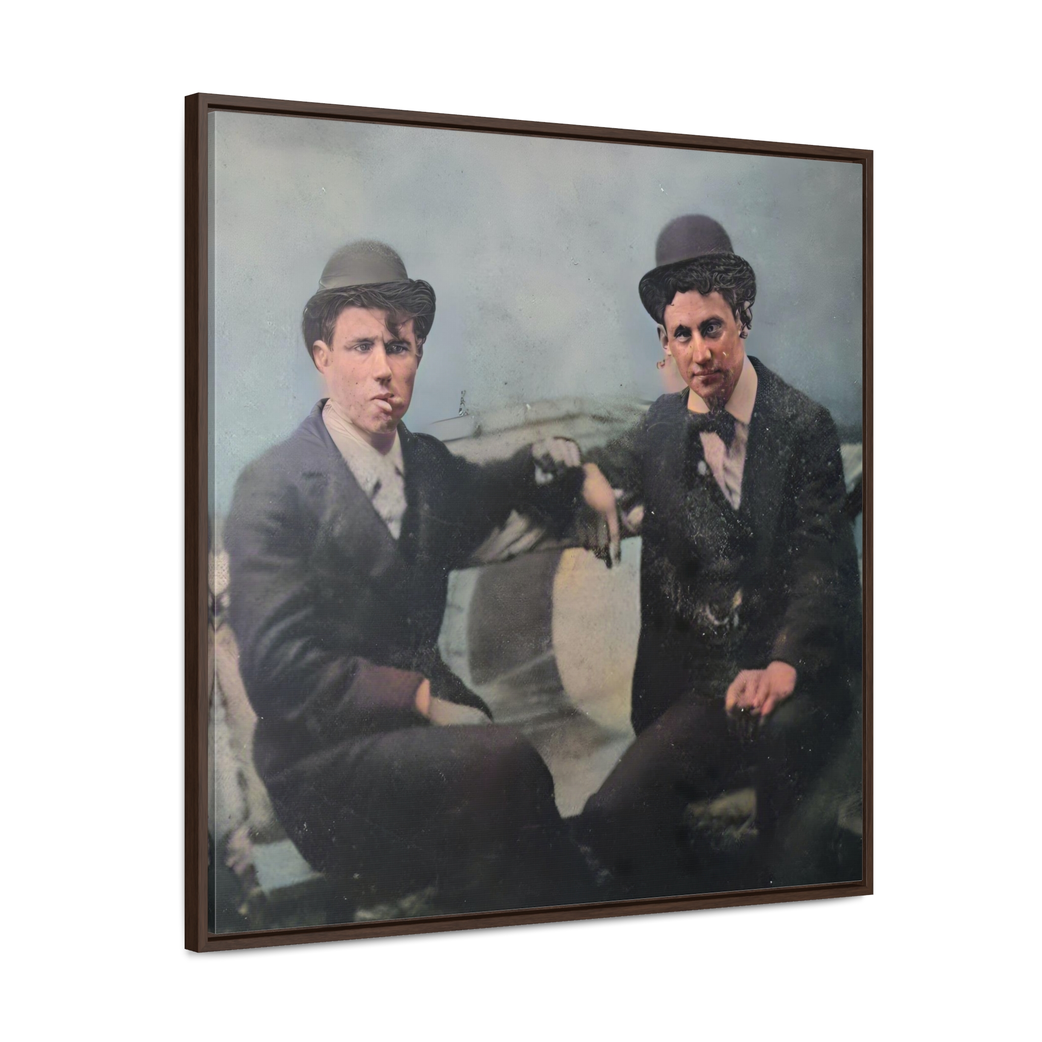 1920s Two Men Smoking in Car - Image 2