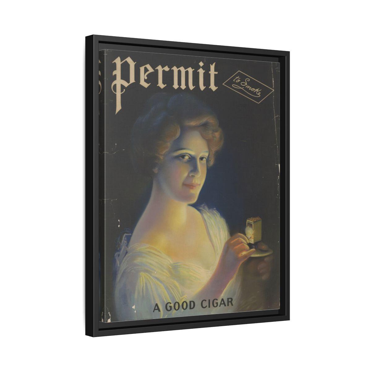 Permit to Smoke – A Good Cigar c.1910 | Antique Advertising Canvas Art - Image 2