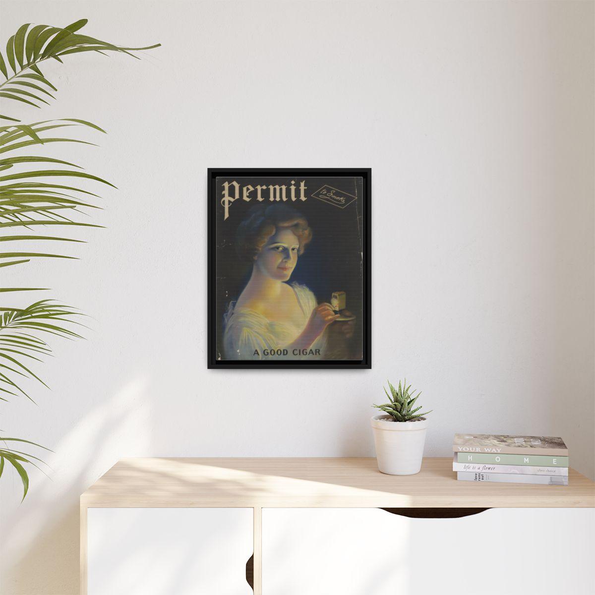 Permit to Smoke – A Good Cigar c.1910 | Antique Advertising Canvas Art - Image 3