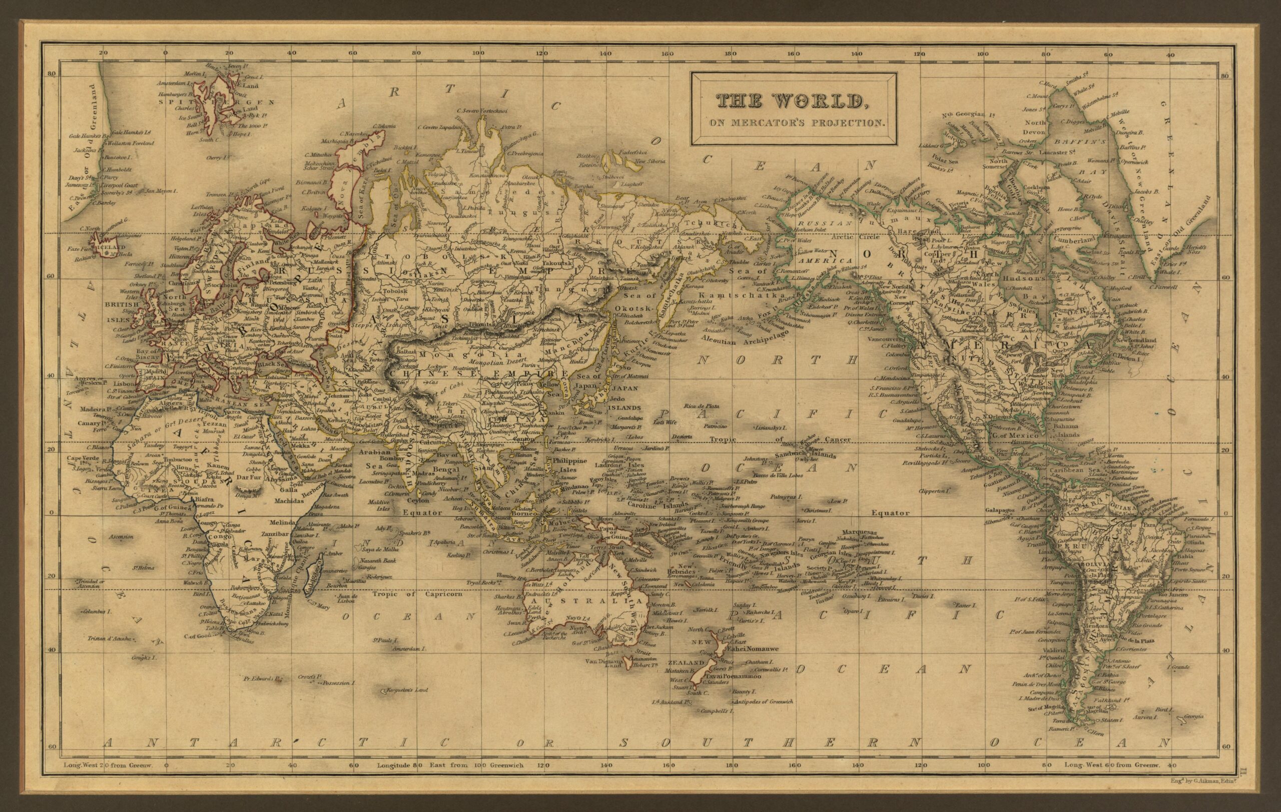 Interactive antique world map showing geographic origins of objects in the History of Smoke collection