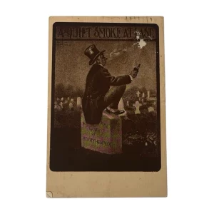 1911 A Quiet Smoke at Last pipe-smoking cemetery comic postcard by Ullman