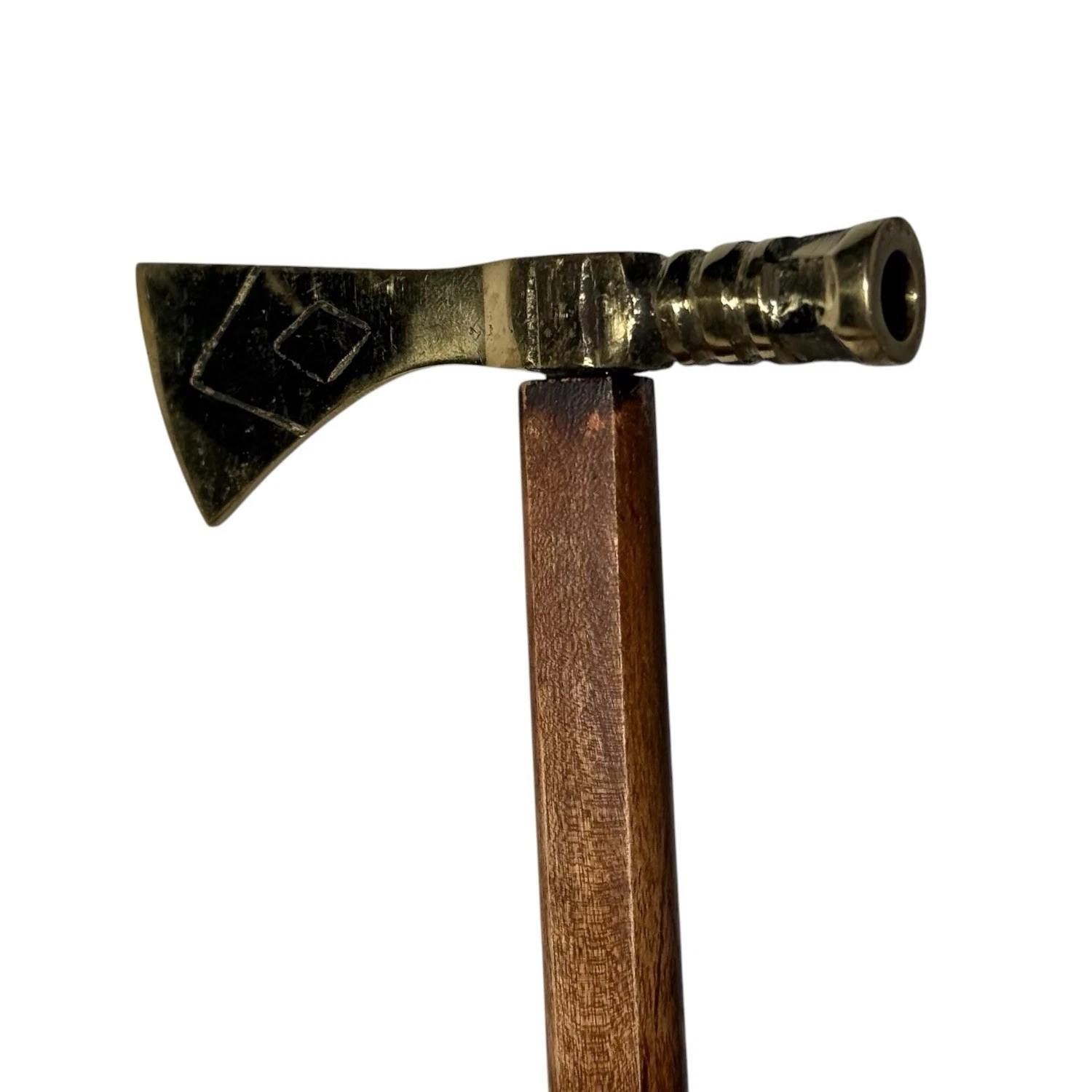 Vintage Brass Tomahawk Pipe Reproduction – Late 20th Century - Image 4