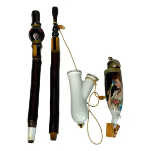 Antique German Porcelain Long-Stem Tobacco Pipe c.1880–1910