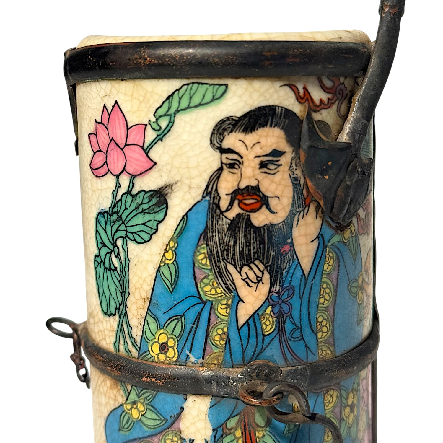 Late Qing Polychrome Porcelain Water Pipe with Zhongli Quan - Image 5